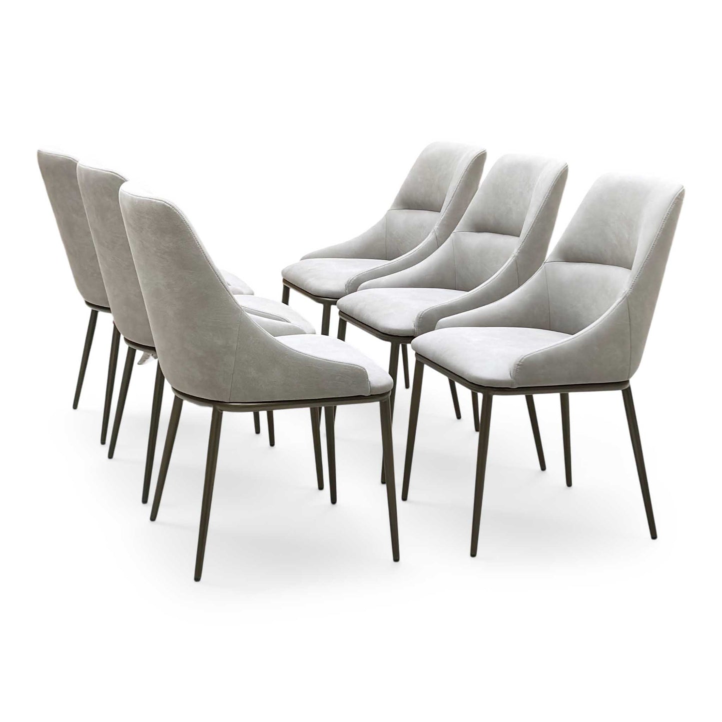 ‘Camino’ Taupe Faux Leather Set of 6 Dining Chairs