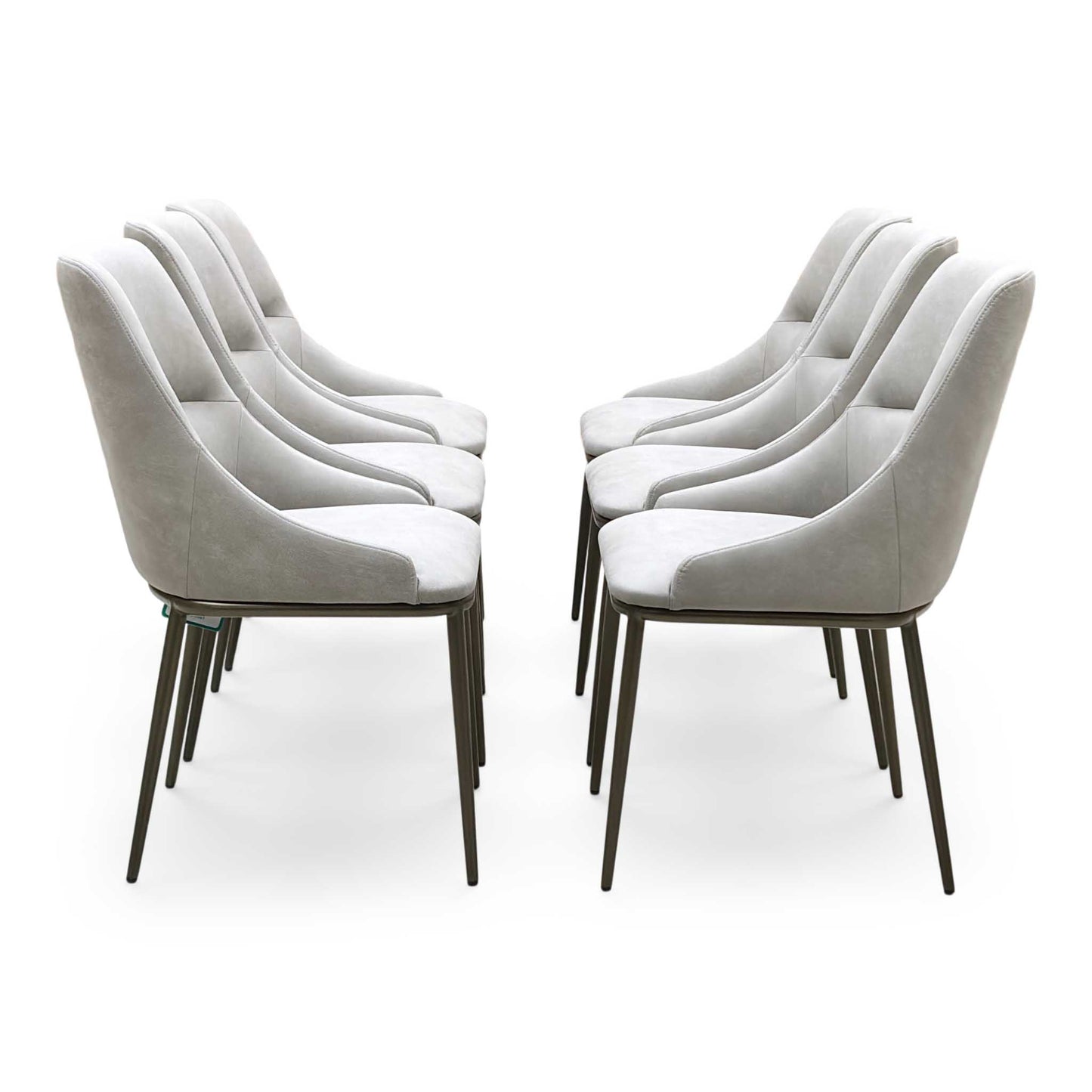‘Camino’ Taupe Faux Leather Set of 6 Dining Chairs