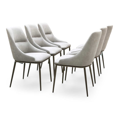 ‘Camino’ Taupe Faux Leather Set of 6 Dining Chairs