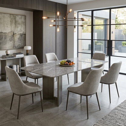 ‘Camino’ Taupe Faux Leather Set of 6 Dining Chairs
