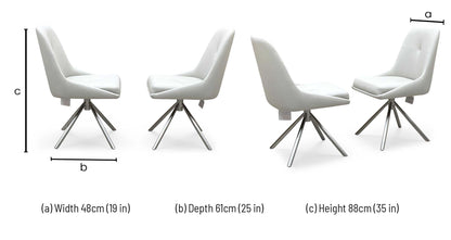 ‘Avorio’ Neutral Faux Leather Pair of Swivel Dining Chairs