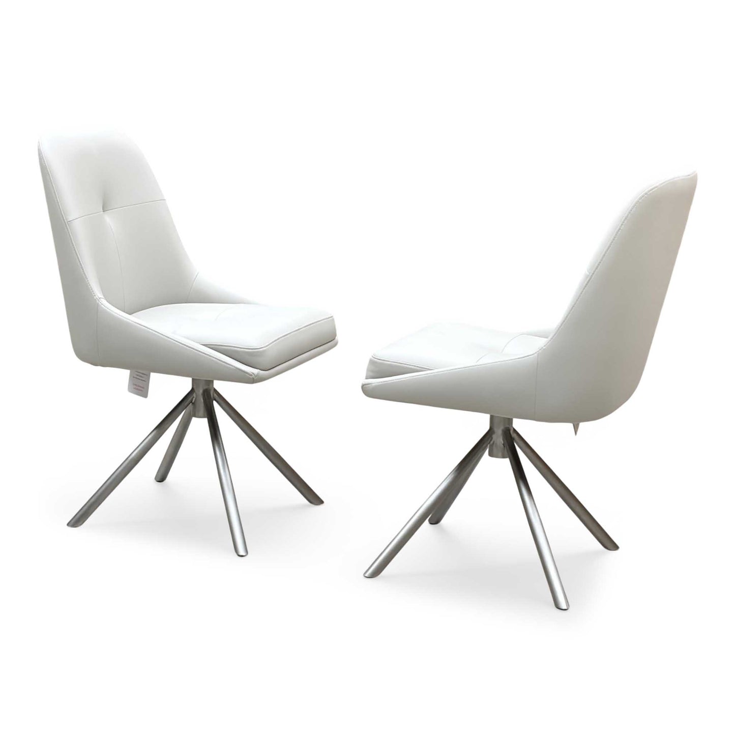 ‘Avorio’ Neutral Faux Leather Pair of Swivel Dining Chairs