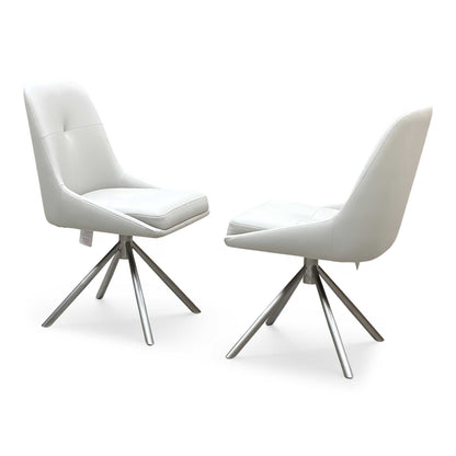 ‘Avorio’ Neutral Faux Leather Pair of Swivel Dining Chairs
