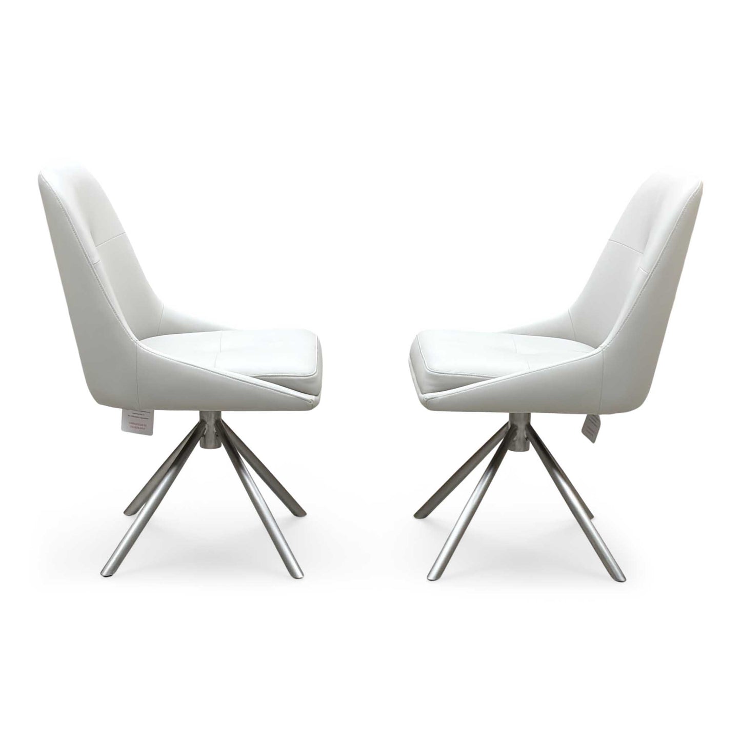 ‘Avorio’ Neutral Faux Leather Pair of Swivel Dining Chairs