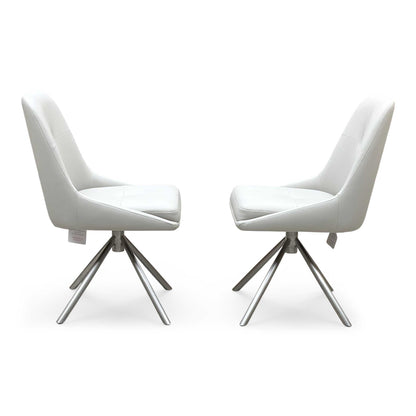 ‘Avorio’ Neutral Faux Leather Pair of Swivel Dining Chairs