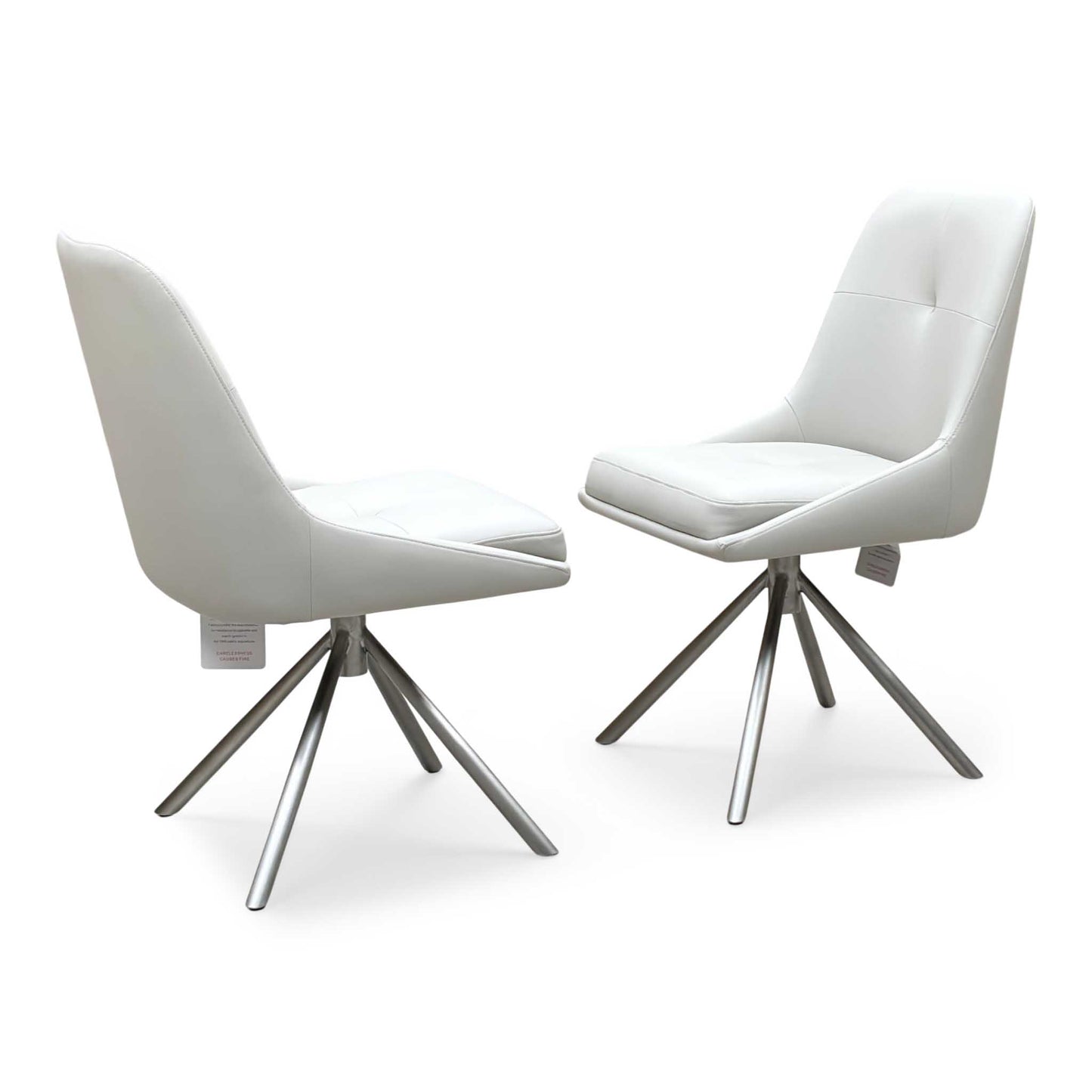‘Avorio’ Neutral Faux Leather Pair of Swivel Dining Chairs