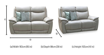 ‘Sloane’ Cat-40_08 Oyster Leather 2 Seater Power Recliner Sofa with Power Headrests