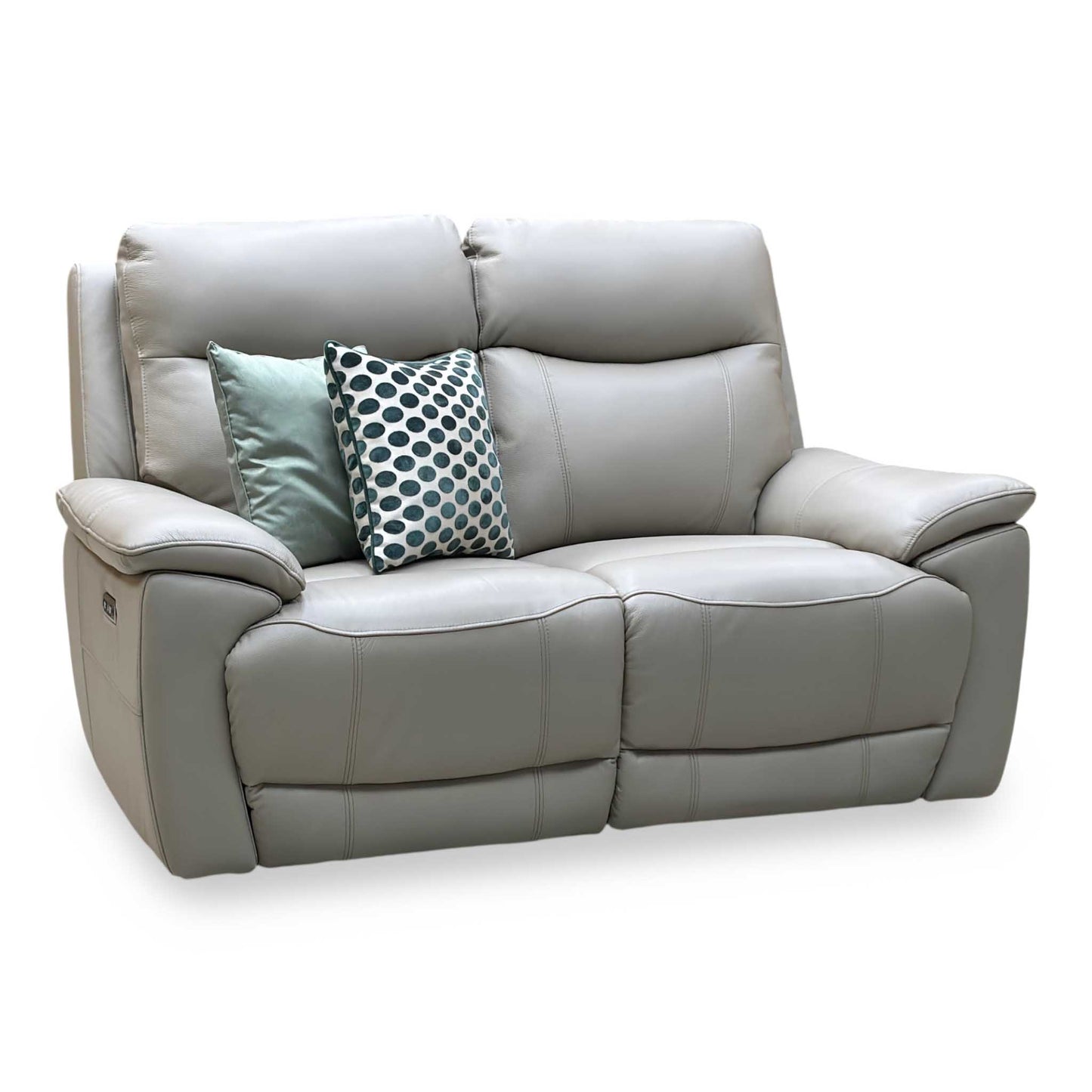 ‘Sloane’ Cat-40_08 Oyster Leather 2 Seater Power Recliner Sofa with Power Headrests