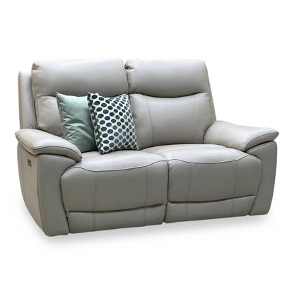 ‘Sloane’ Cat-40_08 Oyster Leather 2 Seater Power Recliner Sofa with Power Headrests