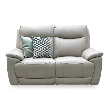 ‘Sloane’ Cat-40_08 Oyster Leather 2 Seater Power Recliner Sofa with Power Headrests