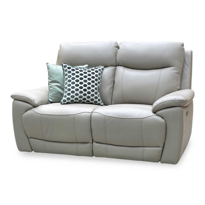 ‘Sloane’ Cat-40_08 Oyster Leather 2 Seater Power Recliner Sofa with Power Headrests