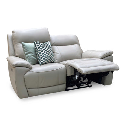 ‘Sloane’ Cat-40_08 Oyster Leather 2 Seater Power Recliner Sofa with Power Headrests