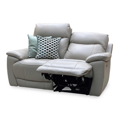 ‘Sloane’ Cat-40_08 Oyster Leather 2 Seater Power Recliner Sofa with Power Headrests