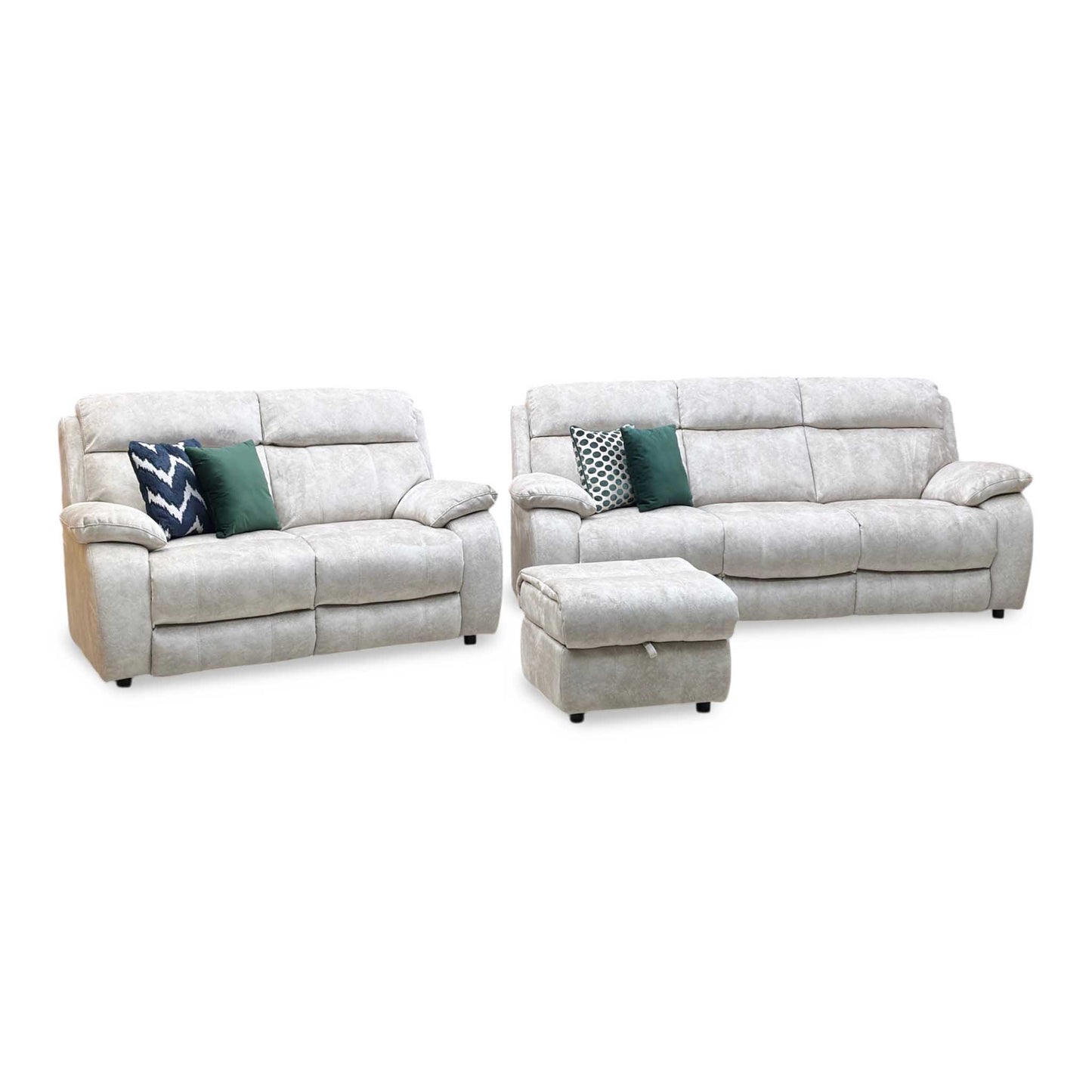‘Moreno’ Bfa-Bnn-R26 Cream Fabric 3 + 2 Seater Sofa Set + Storage Footstool