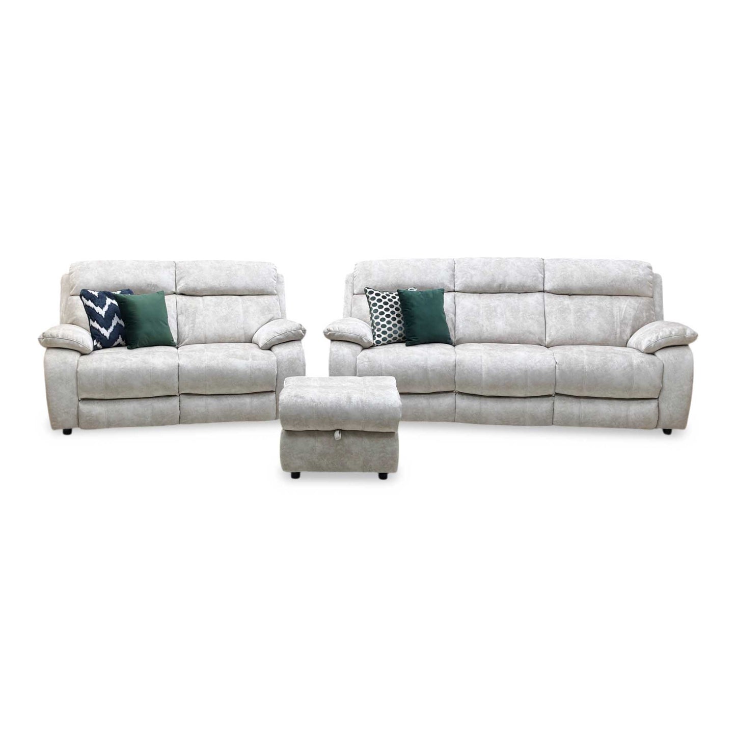 ‘Moreno’ Bfa-Bnn-R26 Cream Fabric 3 + 2 Seater Sofa Set + Storage Footstool
