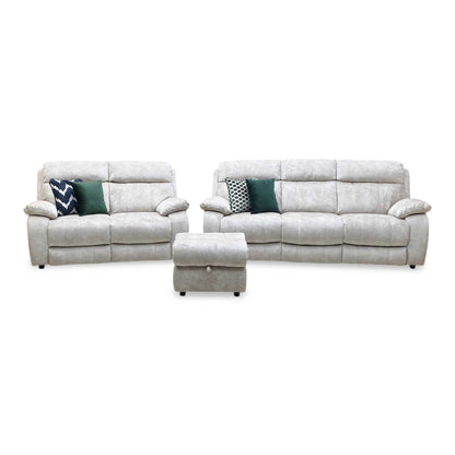 ‘Moreno’ Bfa-Bnn-R26 Cream Fabric 3 + 2 Seater Sofa Set + Storage Footstool