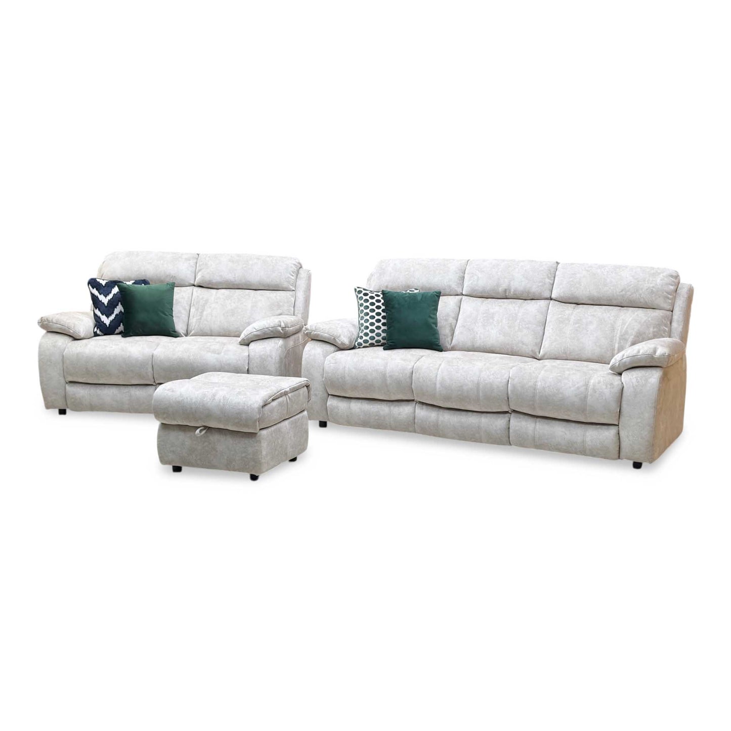 ‘Moreno’ Bfa-Bnn-R26 Cream Fabric 3 + 2 Seater Sofa Set + Storage Footstool