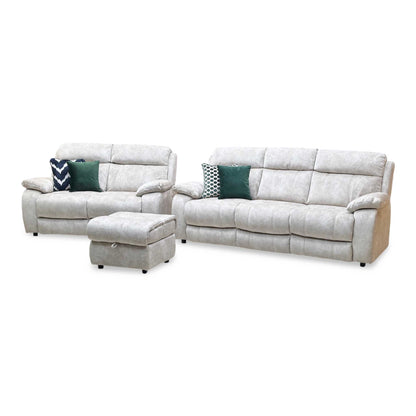 ‘Moreno’ Bfa-Bnn-R26 Cream Fabric 3 + 2 Seater Sofa Set + Storage Footstool