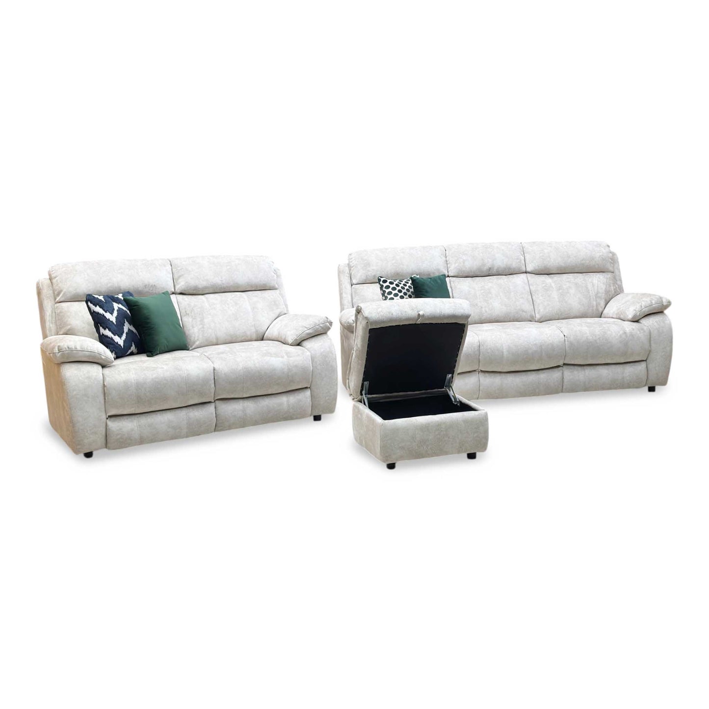 ‘Moreno’ Bfa-Bnn-R26 Cream Fabric 3 + 2 Seater Sofa Set + Storage Footstool