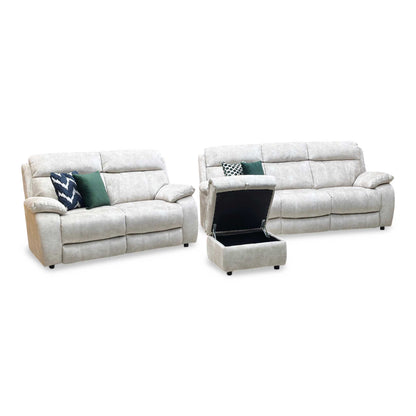 ‘Moreno’ Bfa-Bnn-R26 Cream Fabric 3 + 2 Seater Sofa Set + Storage Footstool