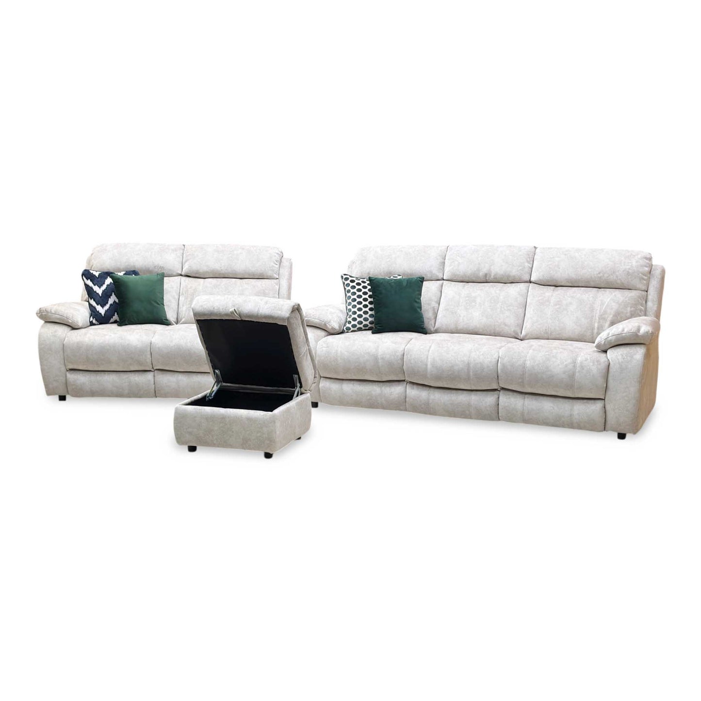 ‘Moreno’ Bfa-Bnn-R26 Cream Fabric 3 + 2 Seater Sofa Set + Storage Footstool