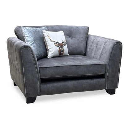 ‘Mariah’ Dapple Moleskin-Tri Chrome Fabric Classic Back Snuggler Chair