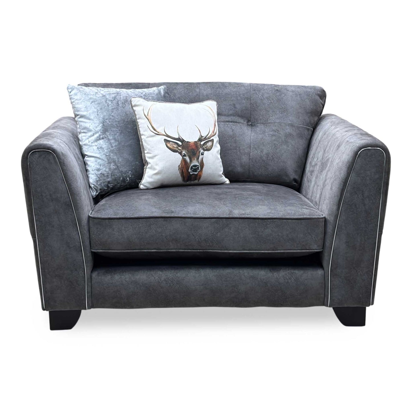 ‘Mariah’ Dapple Moleskin-Tri Chrome Fabric Classic Back Snuggler Chair