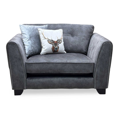 ‘Mariah’ Dapple Moleskin-Tri Chrome Fabric Classic Back Snuggler Chair