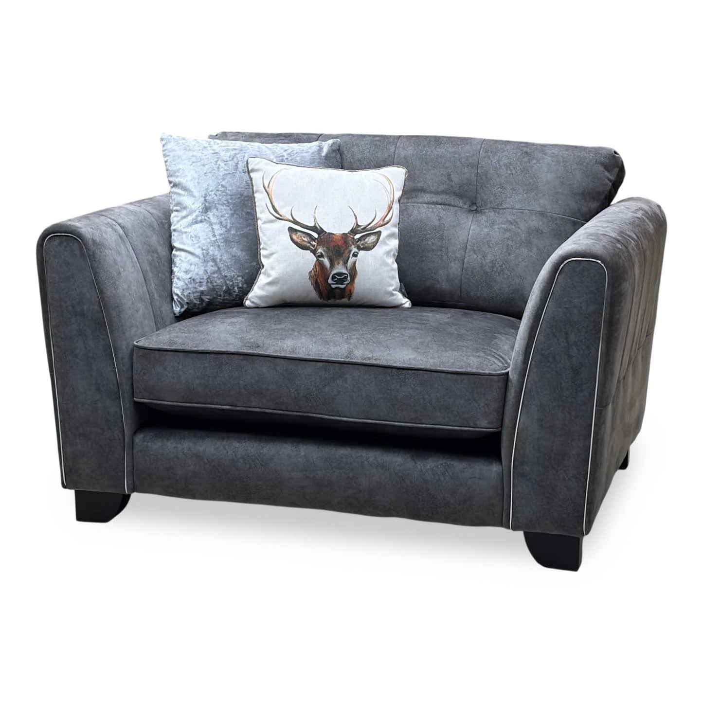 ‘Mariah’ Dapple Moleskin-Tri Chrome Fabric Classic Back Snuggler Chair
