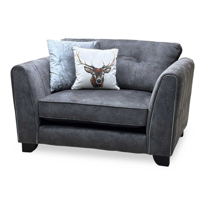‘Mariah’ Dapple Moleskin-Tri Chrome Fabric Classic Back Snuggler Chair