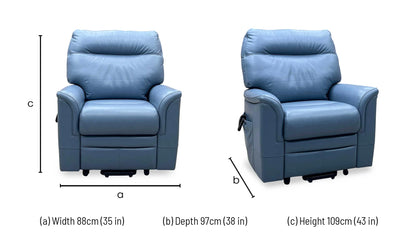 G Plan ‘Malvern’ L857 Cambridge Sky Blue Leather Small Rise and Recliner Chair
