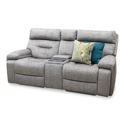 ‘Cinemax’ Giula Taupe Gl-0105 Fabric 2 Seater Media Console Power Recliner Sofa with Power Headrests