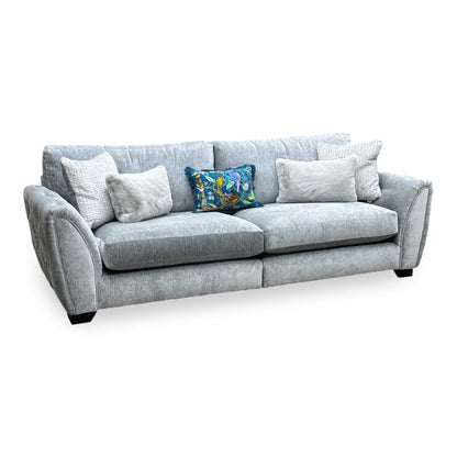 ‘Aphrodite’ California Mist Grey Dw Ft Fabric 4 Seater Split Frame Sofa