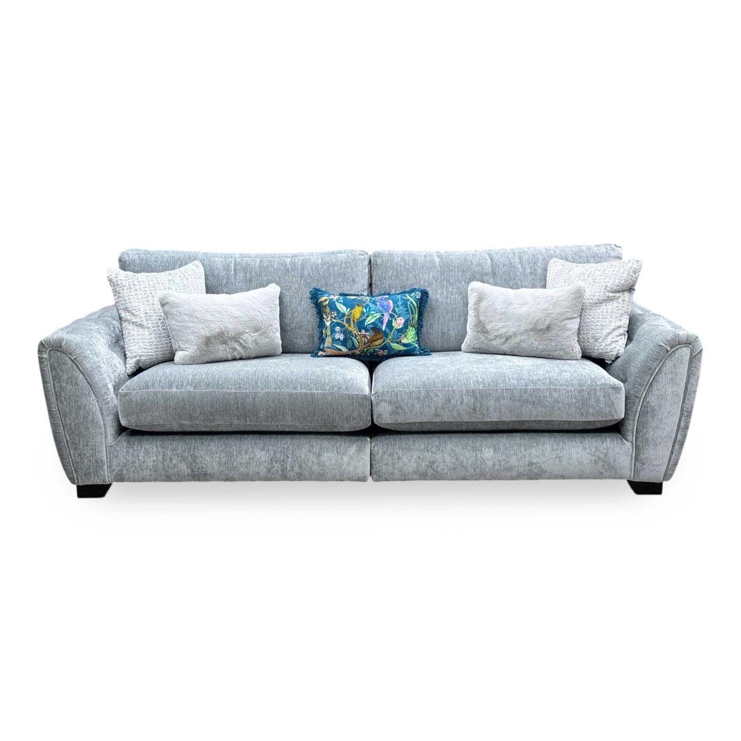 ‘Aphrodite’ California Mist Grey Dw Ft Fabric 4 Seater Split Frame Sofa