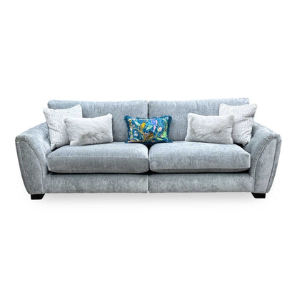 ‘Aphrodite’ California Mist Grey Dw Ft Fabric 4 Seater Split Frame Sofa