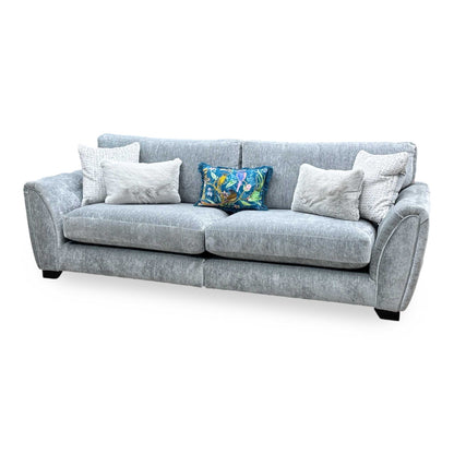 ‘Aphrodite’ California Mist Grey Dw Ft Fabric 4 Seater Split Frame Sofa