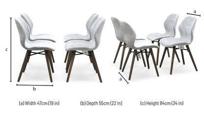 ‘Stockholm’ Grey Upholstered Dark Oak Set of 4 Dining Chairs