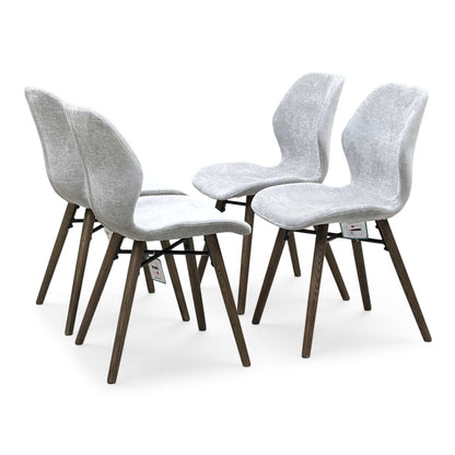 ‘Stockholm’ Grey Upholstered Dark Oak Set of 4 Dining Chairs