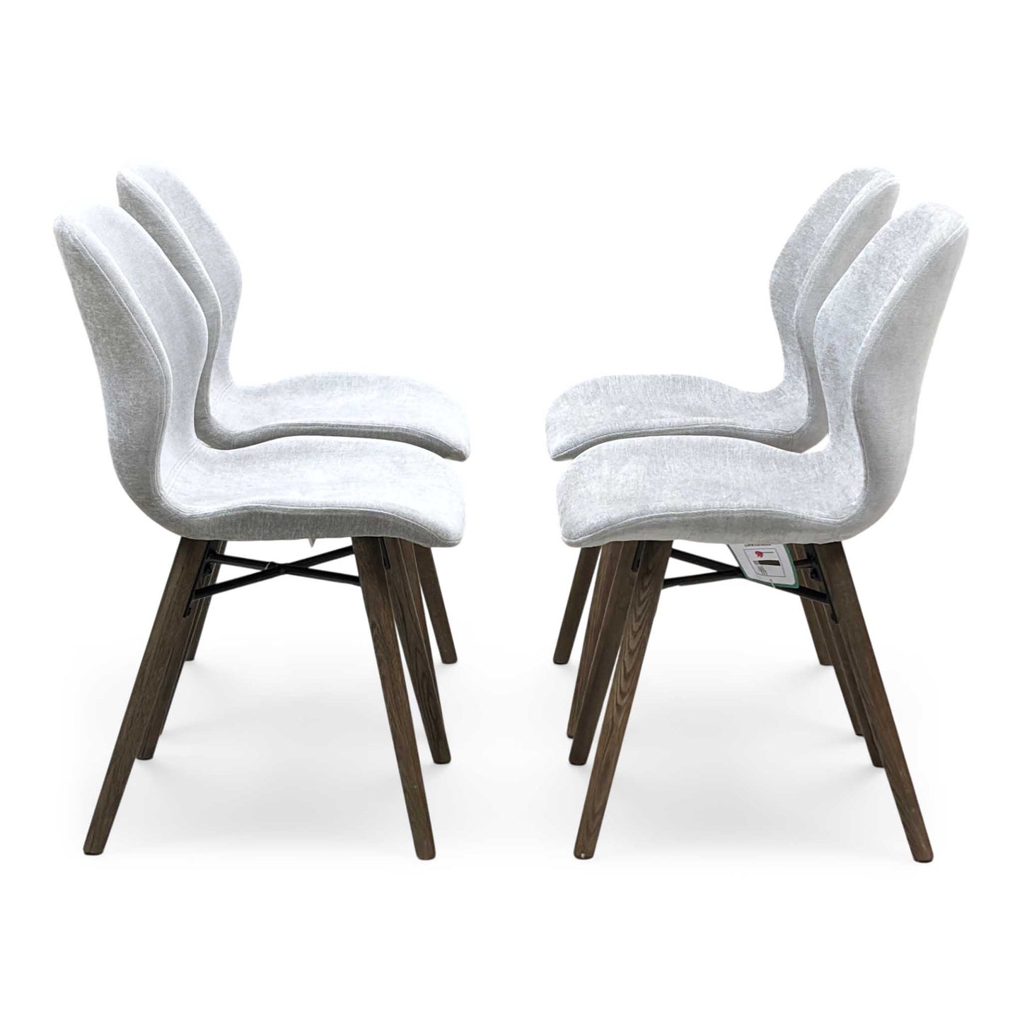 ‘Stockholm’ Grey Upholstered Dark Oak Set of 4 Dining Chairs