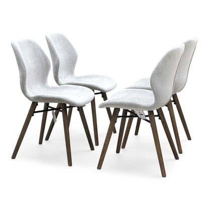‘Stockholm’ Grey Upholstered Dark Oak Set of 4 Dining Chairs