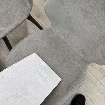 ‘Stockholm’ Grey Upholstered Dark Oak Set of 4 Dining Chairs