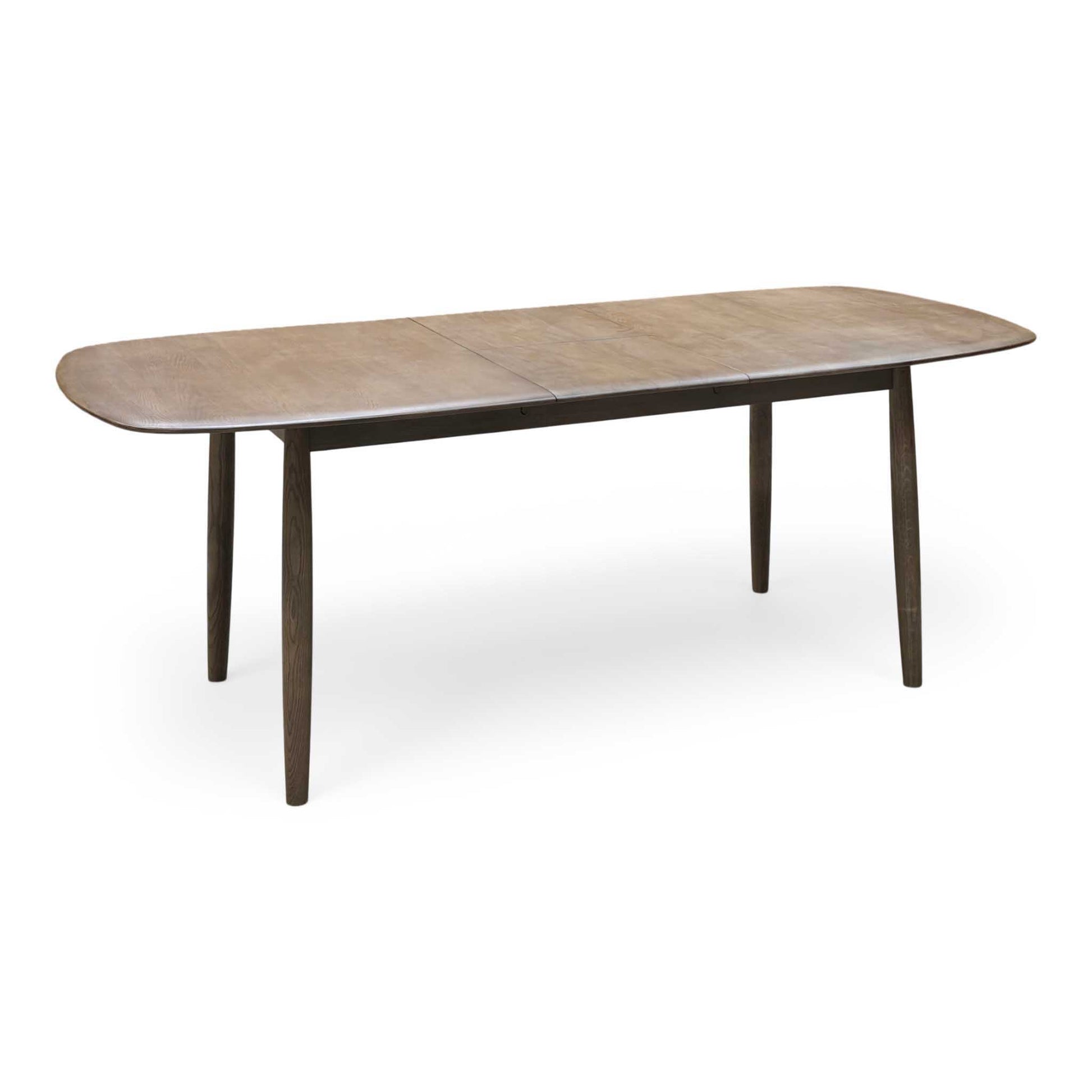 ‘Stockholm' Dark Oak Large Extending Dining Table with 4 Grey Upholstered Dining Chairs and 150cm Dining Bench + Grey Bench Pad Furniture Village