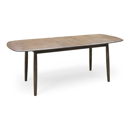 ‘Stockholm' Dark Oak Large Extending Dining Table with 4 Grey Upholstered Dining Chairs and 150cm Dining Bench + Grey Bench Pad Furniture Village