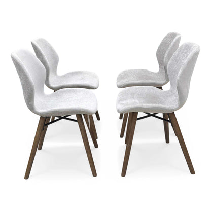 ‘Stockholm' Dark Oak Large Extending Dining Table with 4 Grey Upholstered Dining Chairs and 150cm Dining Bench + Grey Bench Pad Furniture Village