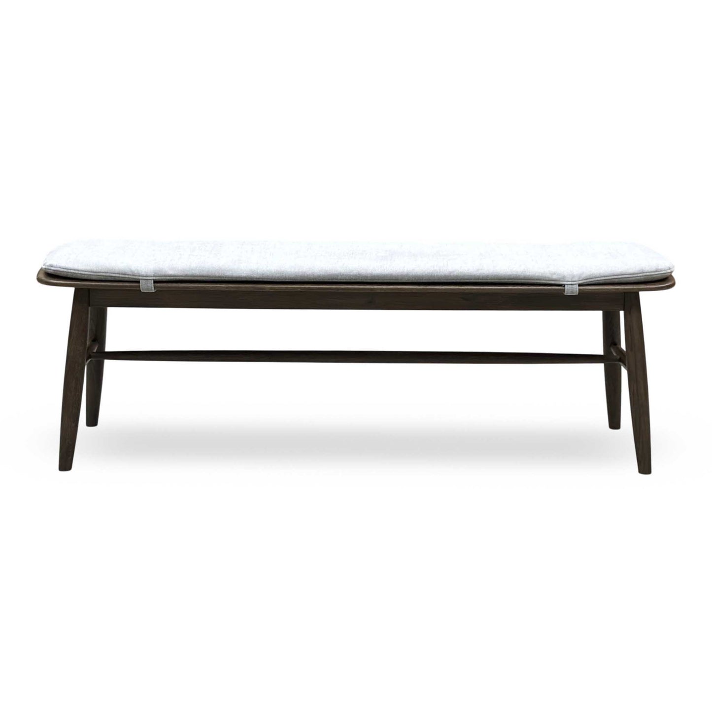‘Stockholm' Dark Oak Large Extending Dining Table with 4 Grey Upholstered Dining Chairs and 150cm Dining Bench + Grey Bench Pad Furniture Village