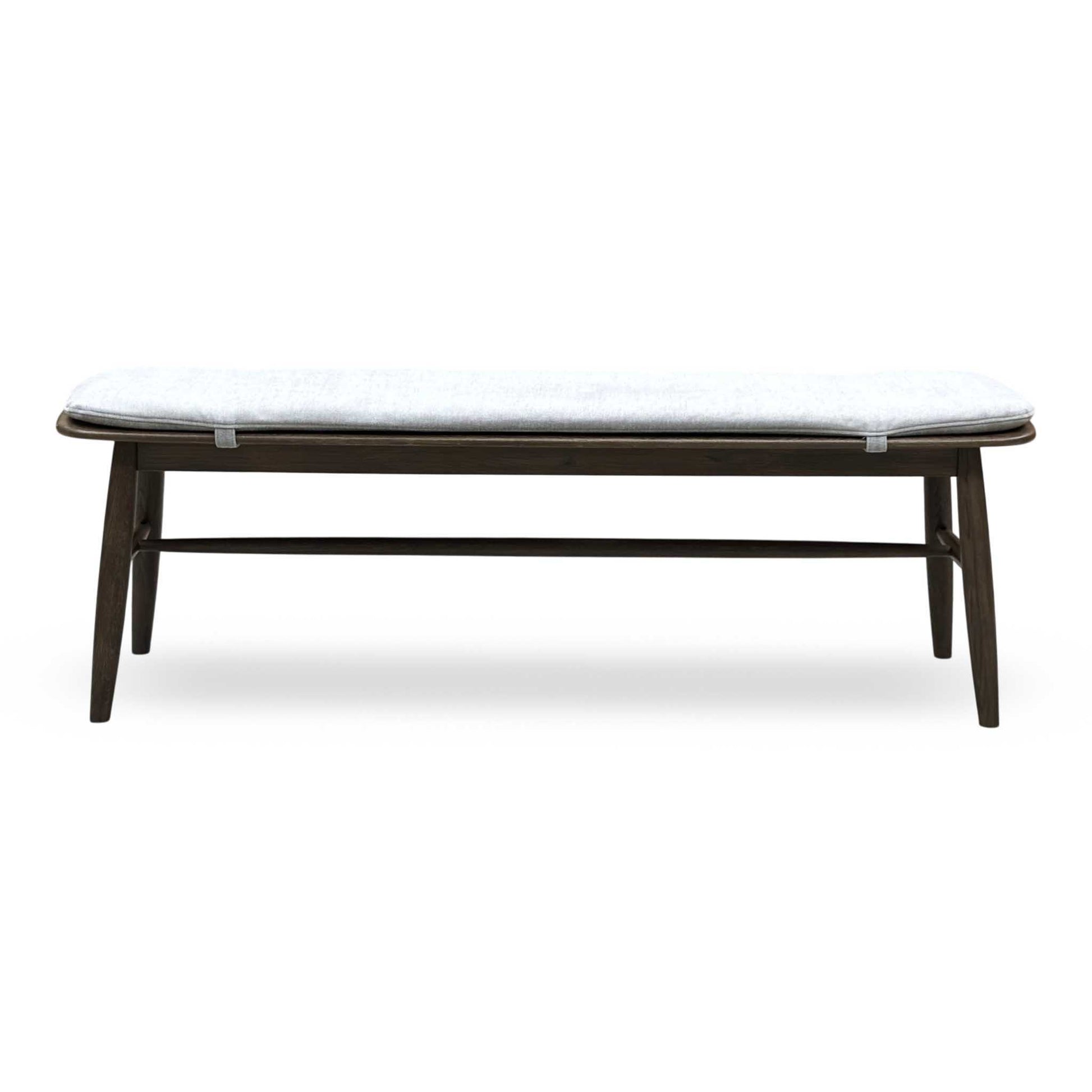 ‘Stockholm' Dark Oak Large Extending Dining Table with 4 Grey Upholstered Dining Chairs and 150cm Dining Bench + Grey Bench Pad Furniture Village