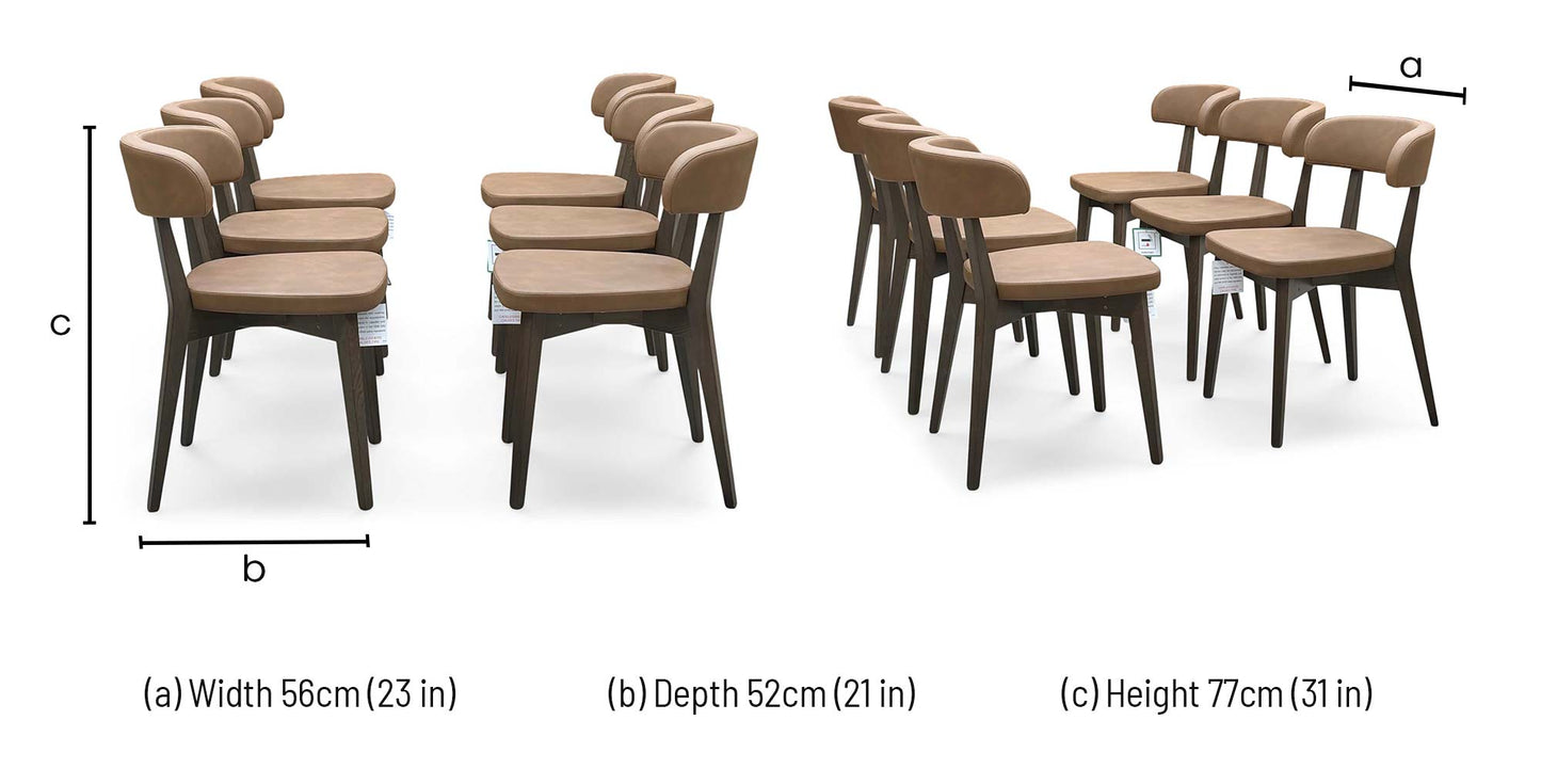 Connubia ‘Siren’ S0b-Vintage Tobacco Brown Faux Leather Set of 6 Graphite Wooden Leg Dining Chairs