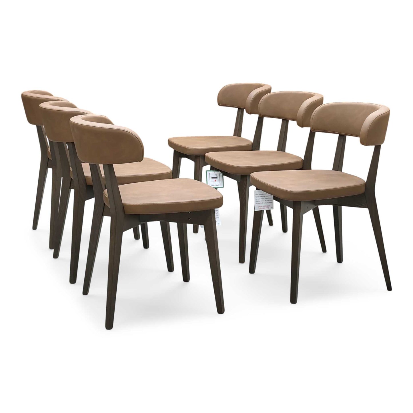 Connubia ‘Siren’ S0b-Vintage Tobacco Brown Faux Leather Set of 6 Graphite Wooden Leg Dining Chairs