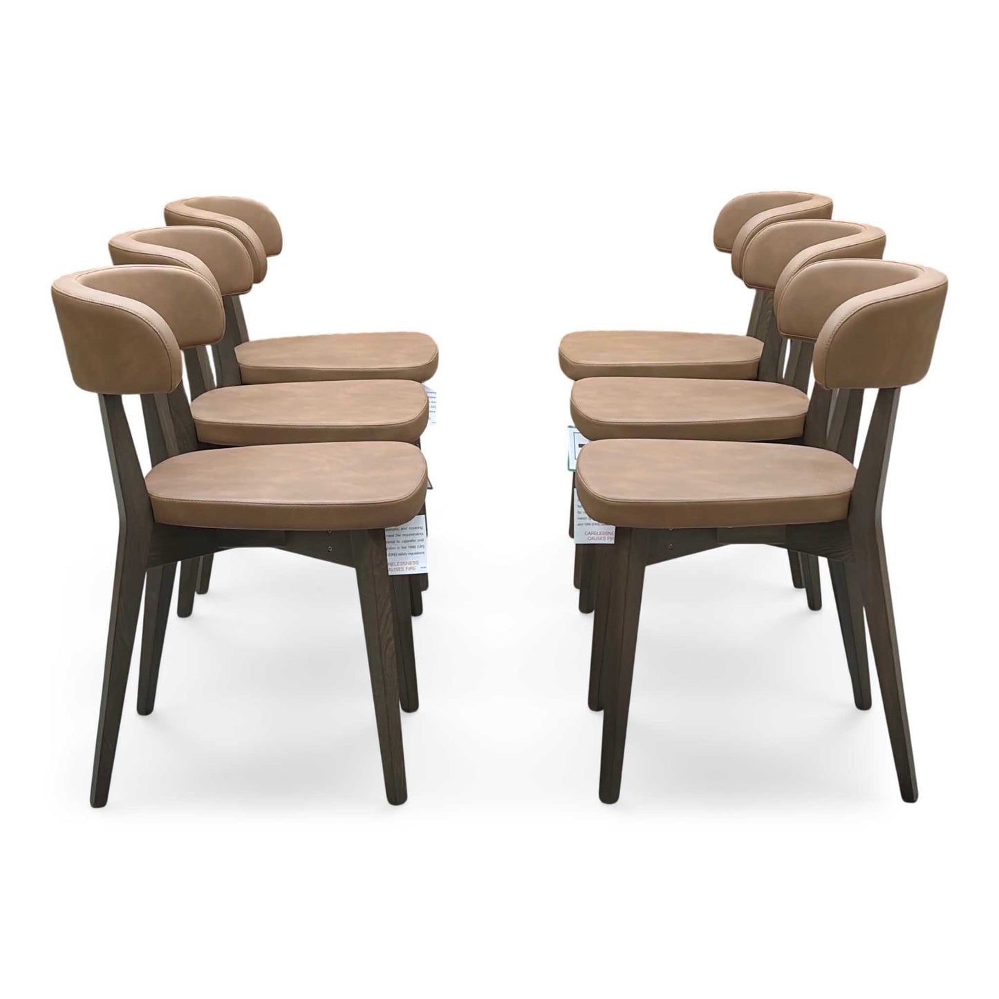 Connubia ‘Siren’ S0b-Vintage Tobacco Brown Faux Leather Set of 6 Graphite Wooden Leg Dining Chairs