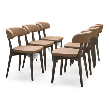 Connubia ‘Siren’ S0b-Vintage Tobacco Brown Faux Leather Set of 6 Graphite Wooden Leg Dining Chairs